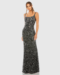 Sequined Low Back Slip Gown