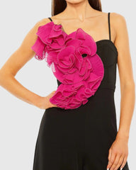 Black Oversized Ruffle Wide Leg Jumpsuit