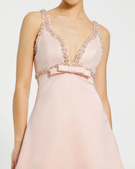 Pink Hand Beaded Detail A-Line Mini Dress