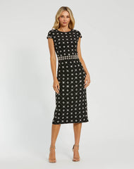 Hand Embellished High Neck Midi Dress