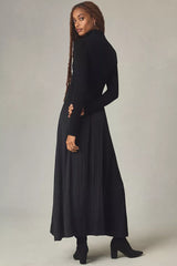 Black The Thea Long-Sleeve Twofer Maxi Dress