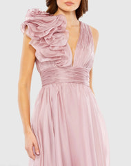 Pink Sleeveless Chiffon A-Line Tea Length Cocktail Dress