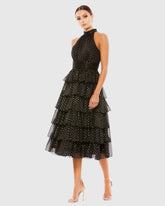 Black Layered Polka Dot Cocktail Dress