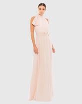 Pink High Neck Chiffon Gown
