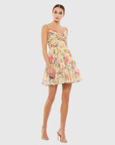 Beige Floral Button Fit & Flare Dress