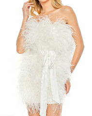 White Feather Strapless Mini Dress -Final Sale