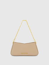 Beige Small Gold Strap Nappa Leather Shoulder Bag
