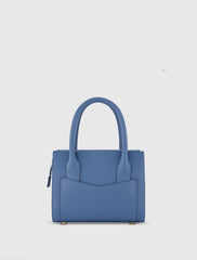 Blue Small Leather Tote Bag With Gold Hardware - FINAL SALE