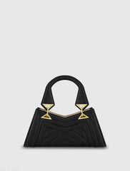 Black Angular Quilted Napa Leather Handbag