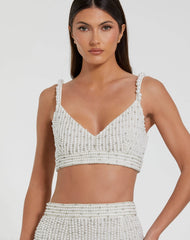 White Pearl Beaded Bra Top