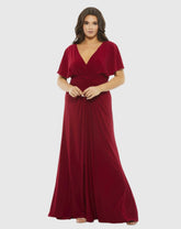 Red Twist Waist Jersey Gown (Plus)