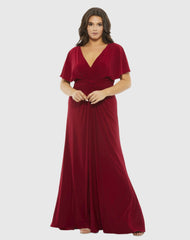 Red Twist Waist Jersey Gown (Plus)