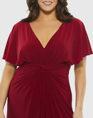 Red Twist Waist Jersey Gown (Plus)