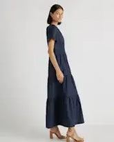 100% Organic Cotton Poplin Tiered Maxi Dress