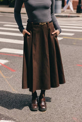 Blake Wool Blend Skirt - Chocolate