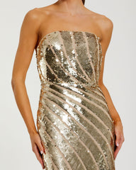 Gold Strapless Sequin Trumpet Gown