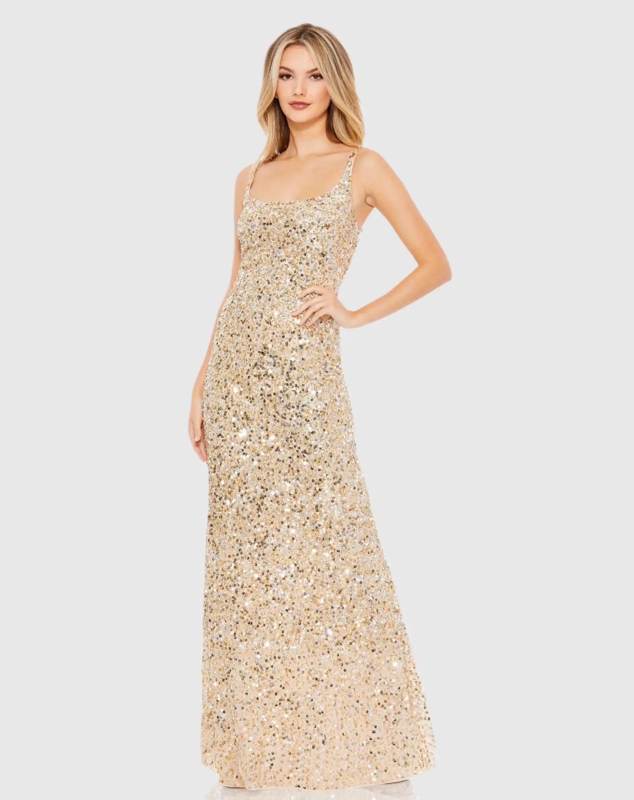 Sequined Low Back Slip Gown
