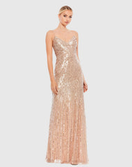Sequin Spaghetti Strap Gown