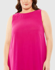 Pink High Neck Feather Hem Gown