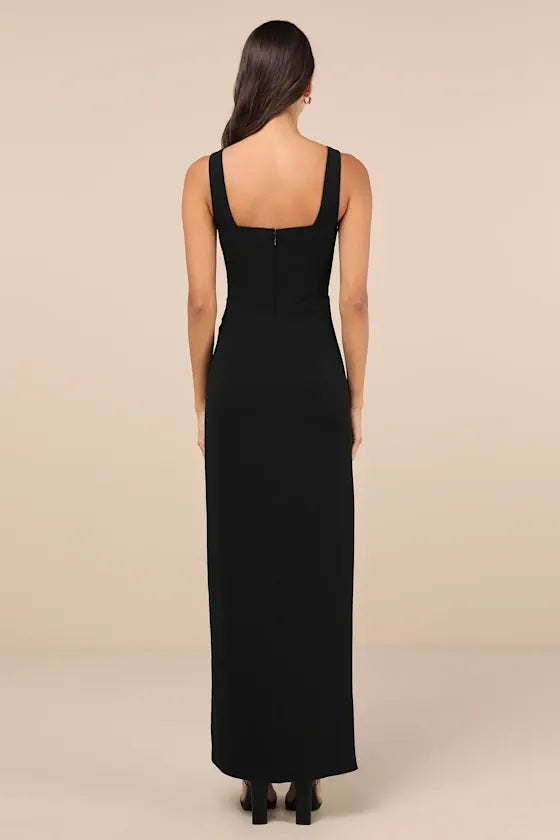 Black Glamorous Disposition Rust Ruched Maxi Dress