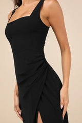 Black Glamorous Disposition Rust Ruched Maxi Dress