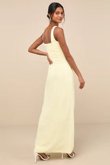 lulus Ruched Maxi Dress Womens