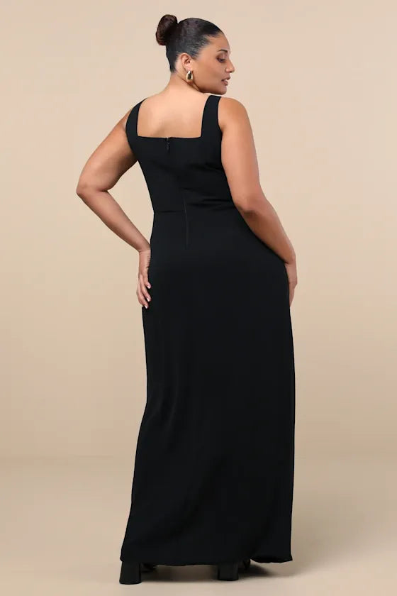 Black Glamorous Disposition Rust Ruched Maxi Dress