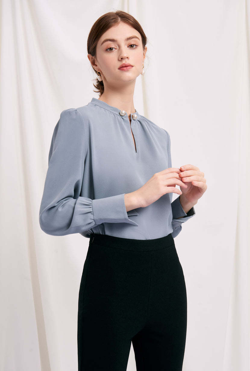 Buvette Pearl Blouse - Dusty Blue