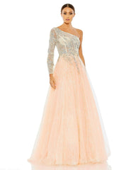 Embroidered One Shoulder Bodice Ballgown - FINAL SALE