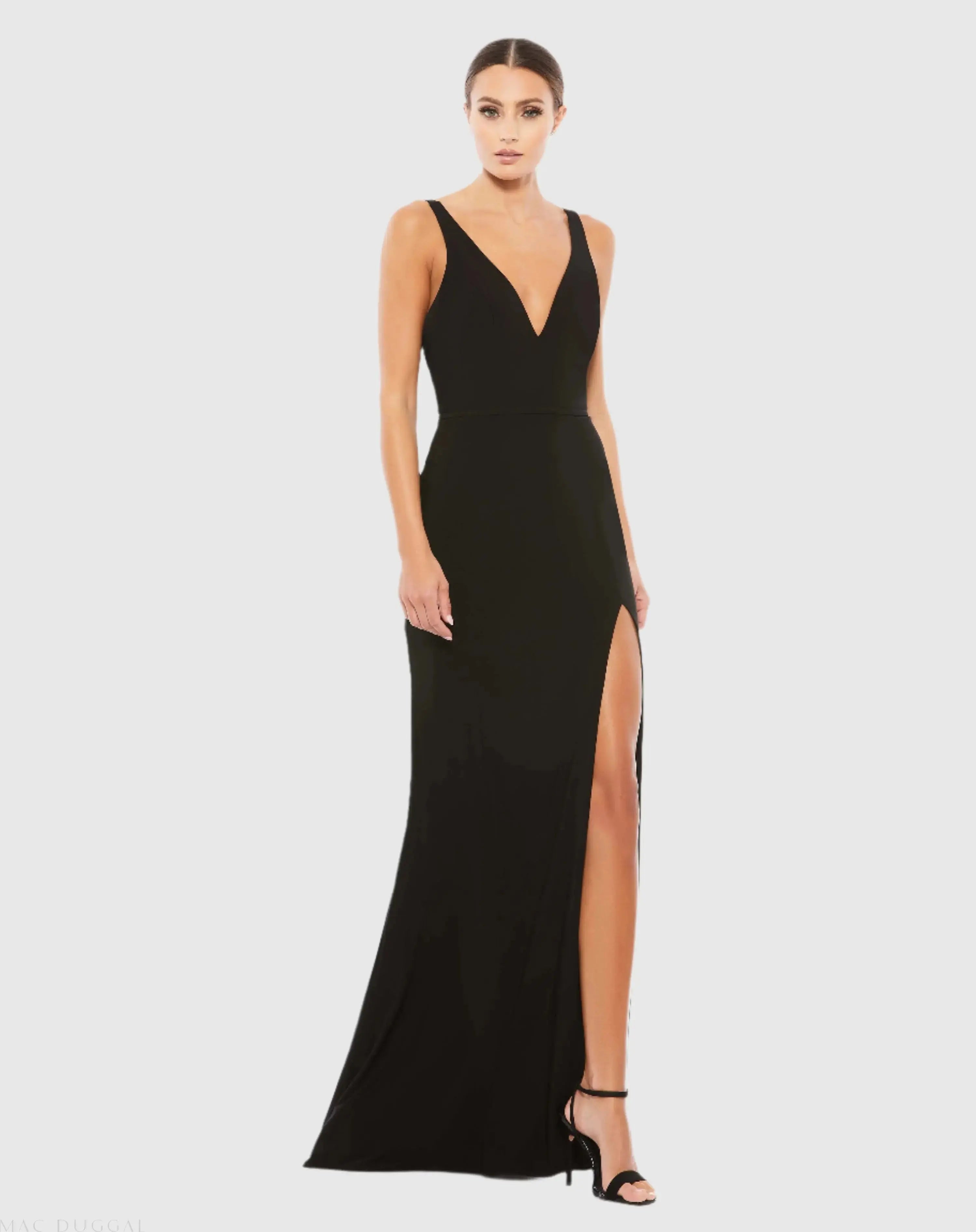Plunge Neck High Slit Gown