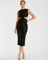 Sequin Front Twist Cut Out Column Dress - FINAL SALE