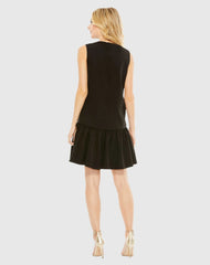 Black Sleeveless Bow Detail Tiered Hem Dress - FINAL SALE