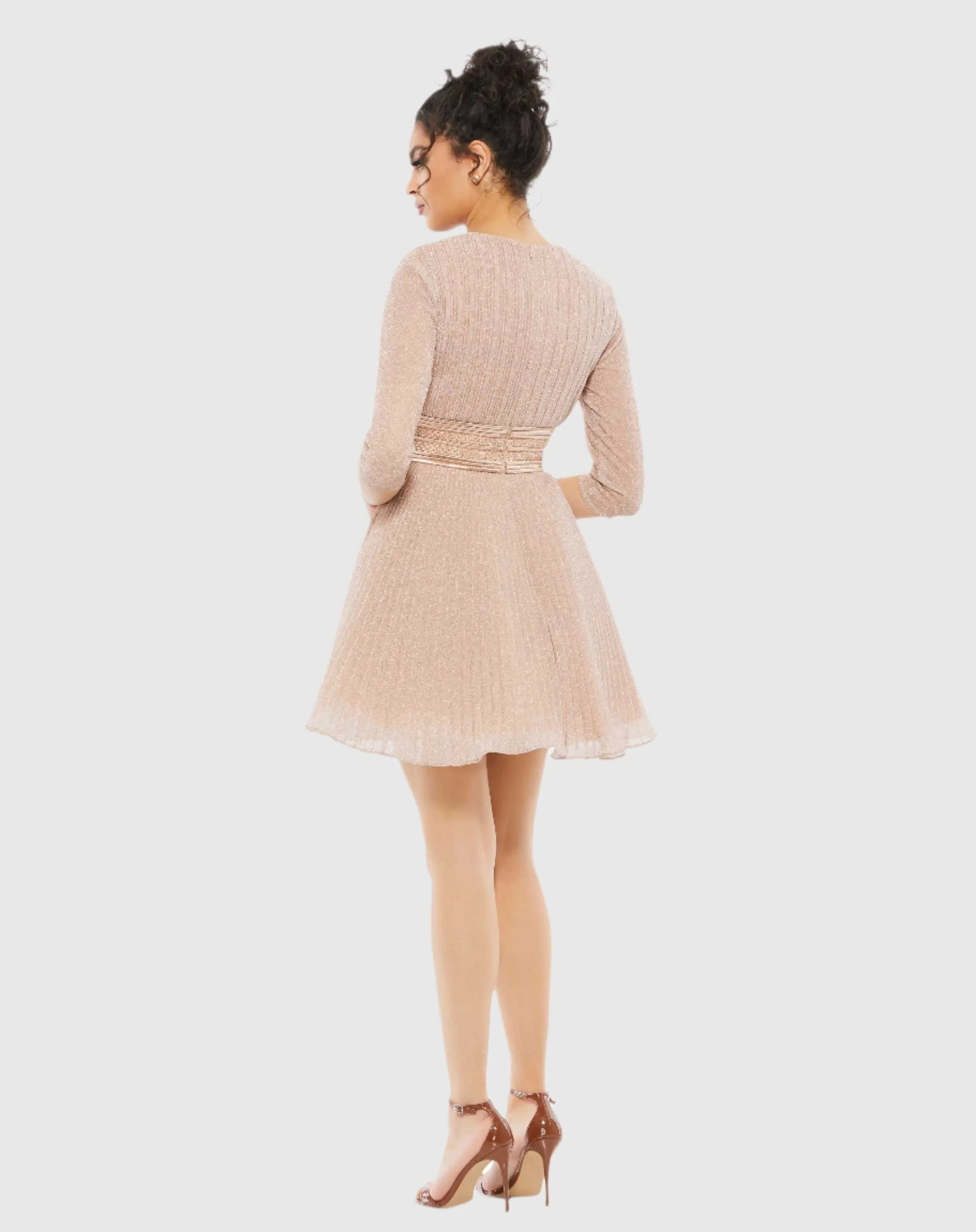 Pink Shimmer Infused Pleated Mini Dress