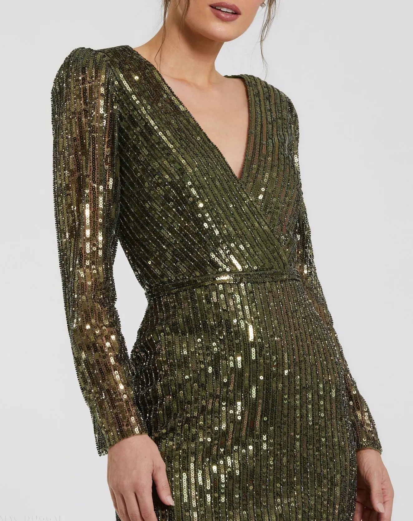 Green Long Sleeve Sequined Mini Dress