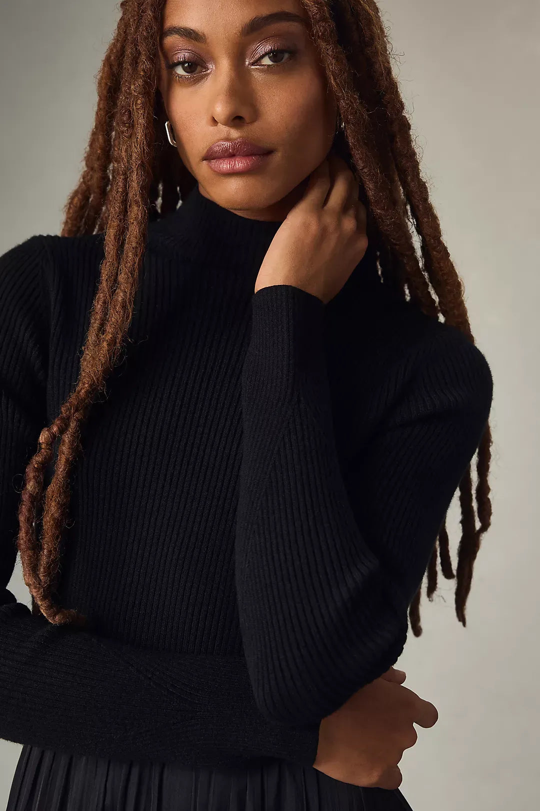 Black The Thea Long-Sleeve Twofer Maxi Dress