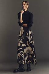 Black Floral The Thea Long-Sleeve Twofer Maxi Dress