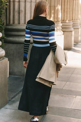 Blue Stripe The Thea Long-Sleeve Twofer Maxi Dress
