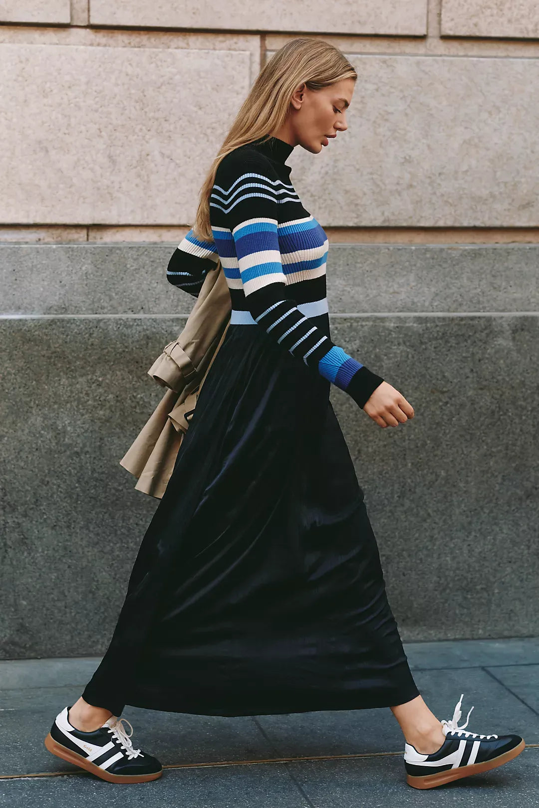 Blue Stripe The Thea Long-Sleeve Twofer Maxi Dress