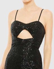 Black Sequined Spaghetti Strap Cut Out Jumpsuit - FINAL SALE