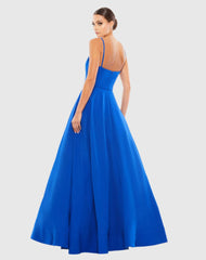 Blue Classic A-Line V-Neck Ballgown