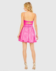 Pink Bow Front Bubble Hem Mini Dress