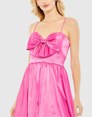 Pink Bow Front Bubble Hem Mini Dress