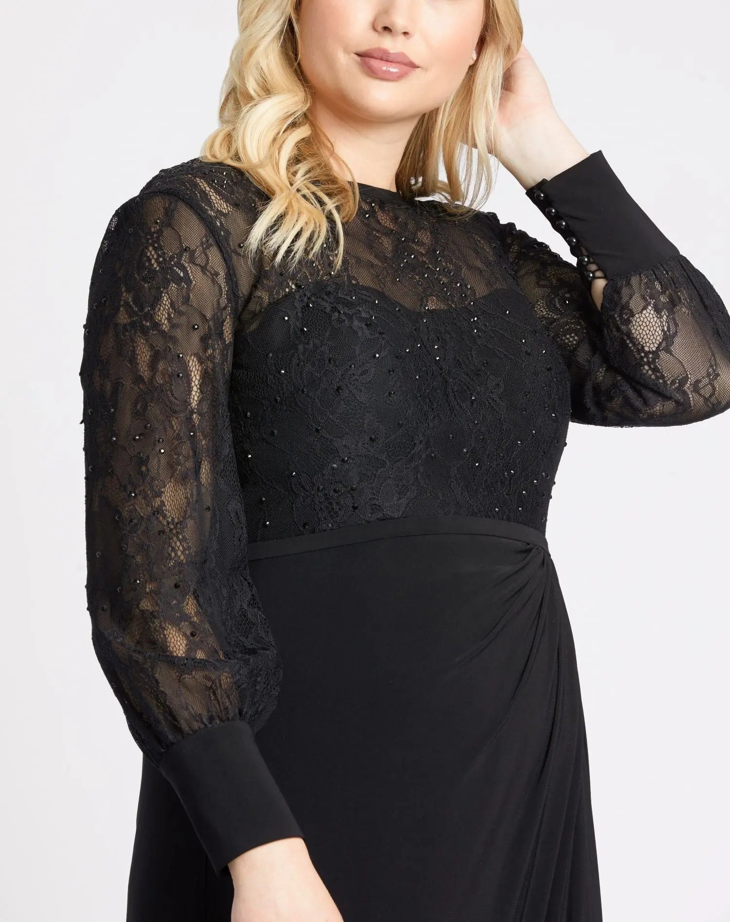 Black Sequin Lace Evening Gown (Plus)