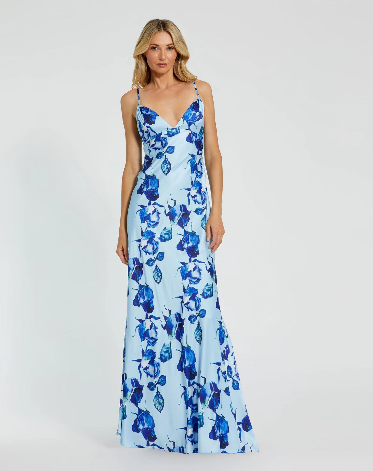 Blue Floral Print Cami Slip Dress