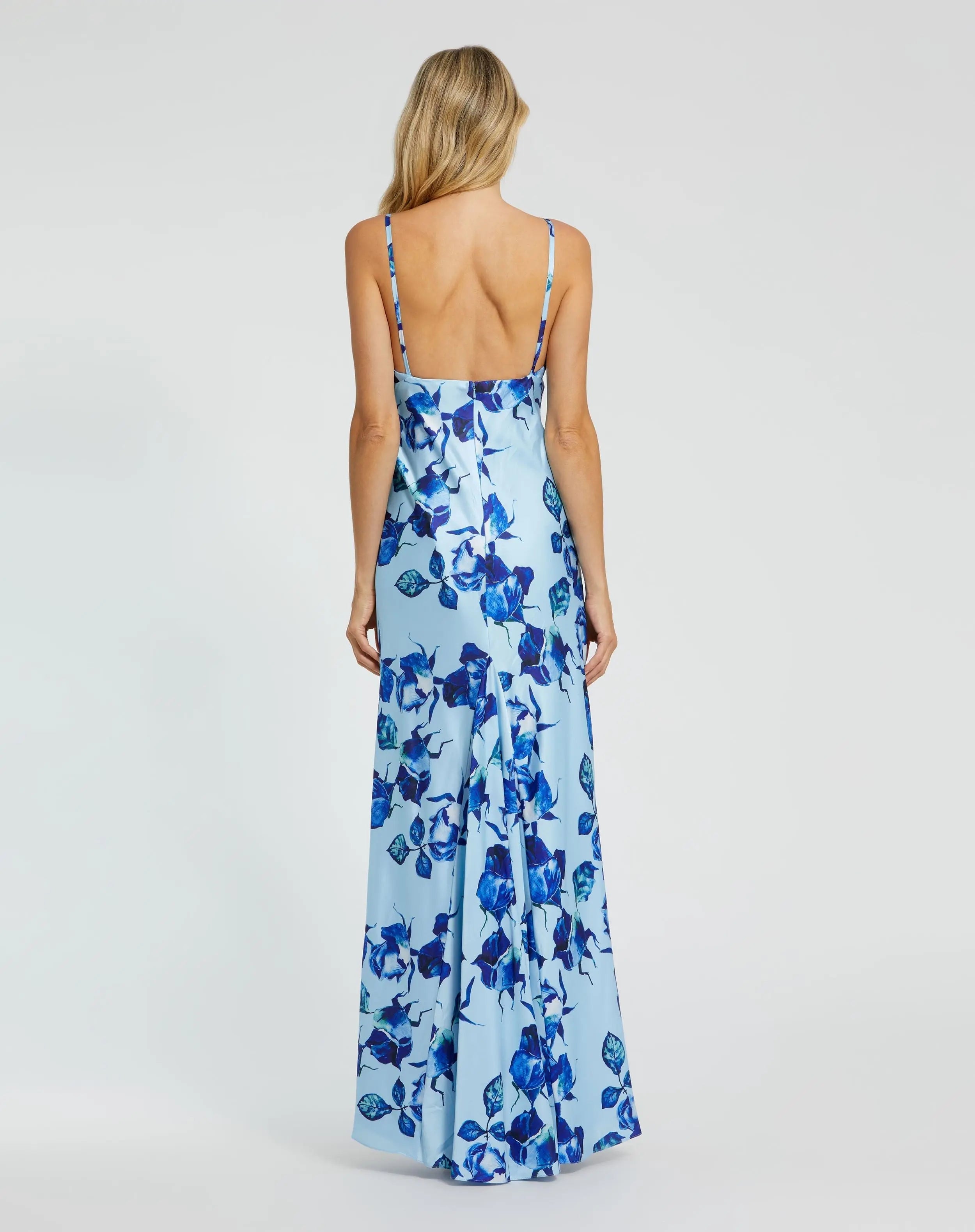 Blue Floral Print Cami Slip Dress