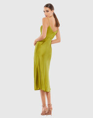 Green Spaghetti Strap Charmeuse Slip Dress