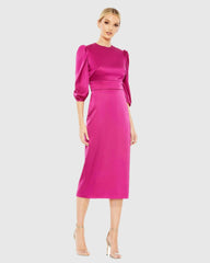 Pink High Neck Midi Dress