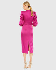 Pink High Neck Midi Dress