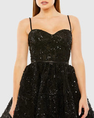 Black Beaded Strap Bustier Sequin Mini Dress