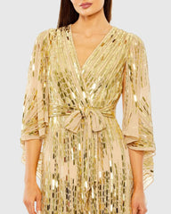 Gold Geometric Sequin Robe Dress